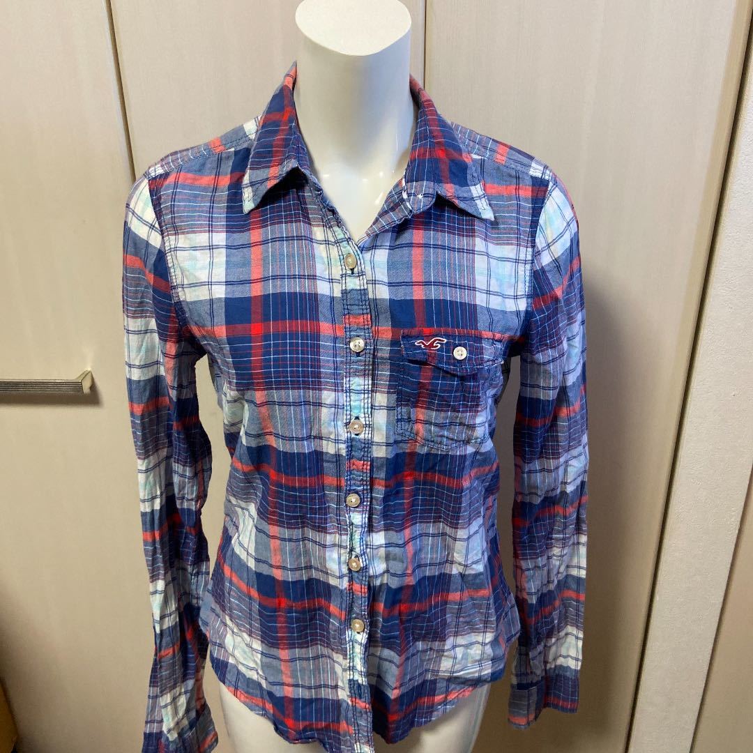 ホリスター 長袖シャツ チェック 青系 Sサイズ 1500円より値下げ拍卖