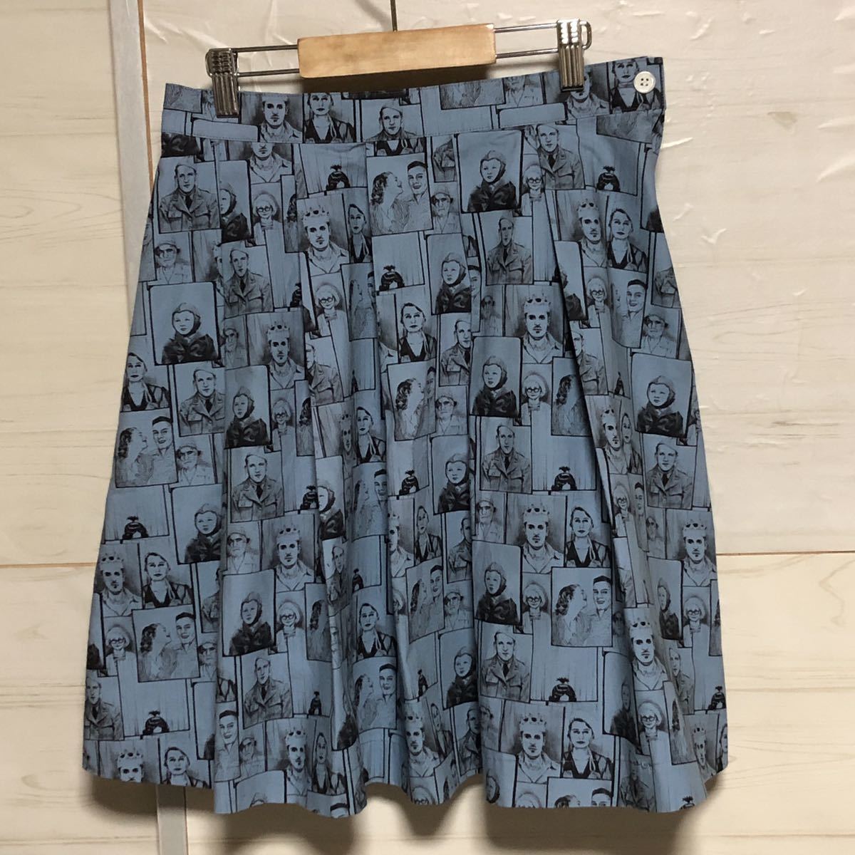 日本製 I AM I BOYGAL アイアムアイボイガル 総柄 プリーツ スカート 水色 F 美品 管理A1201拍卖