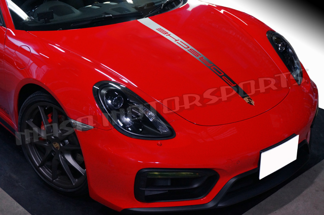 ポルシェ981ボクスターボンネットカスタムカーボンシートドレスアップパーツアクセサリーラッピングフィルム岐阜車両マーキングフィルム拍卖