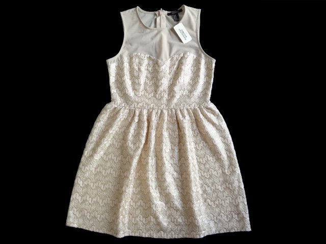 新品 定価3250円 フォーエバー21 FOREVER21 レース ワンピース ドレス 金 ベージュ M 拍卖