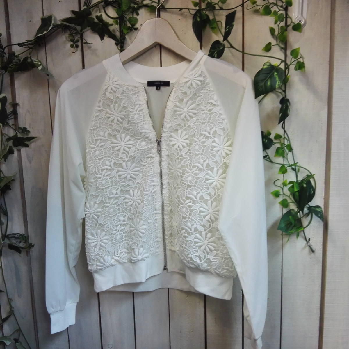 ★A438★COMME CA ISM★レースジャンバー★白★サイズ9拍卖