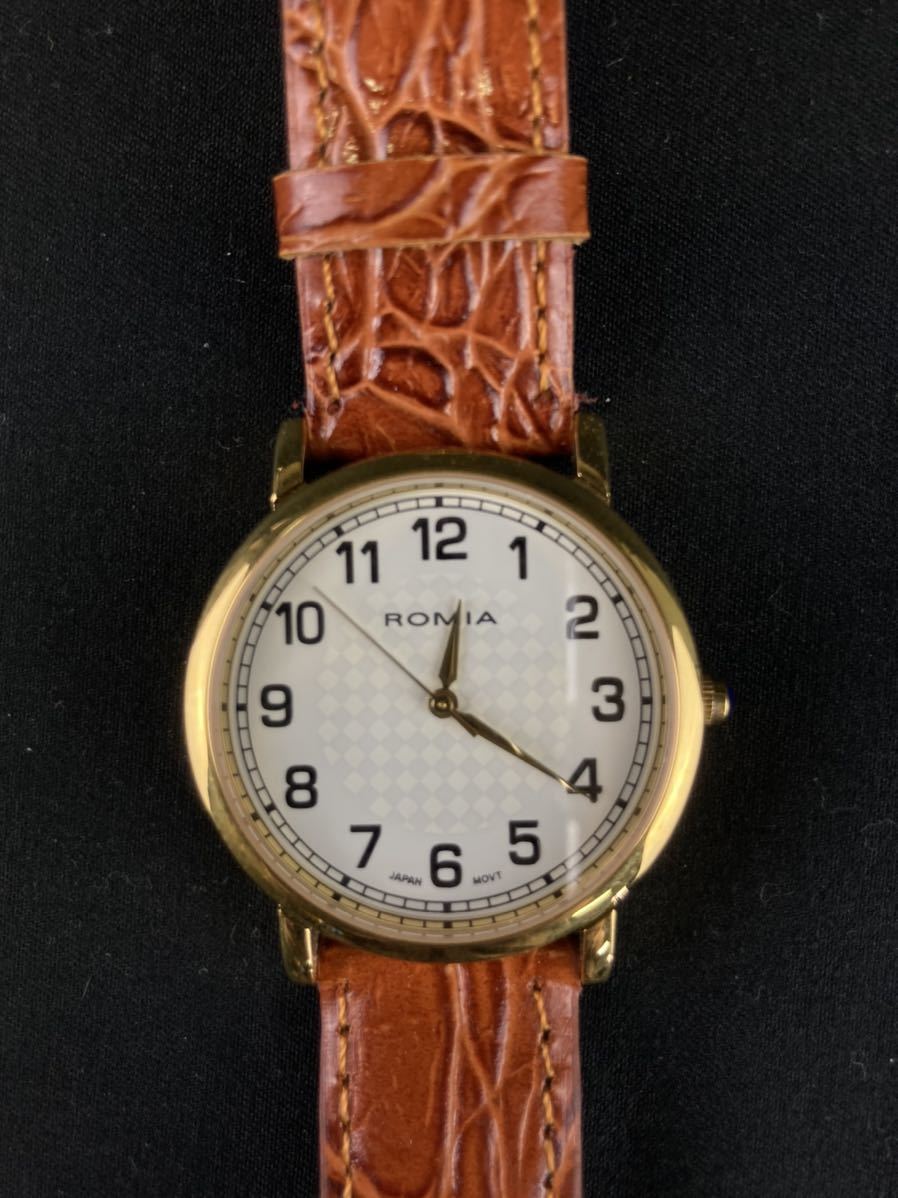 【A0646】ROMIA 腕時計 レディース ロミア GENUINE LETHER レザー RM-422M ジャンク拍卖