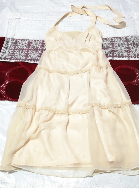 亜麻色シフォンネグリジェキャミソールワンピースドレス Flax color chiffon negligee camisole dress拍卖