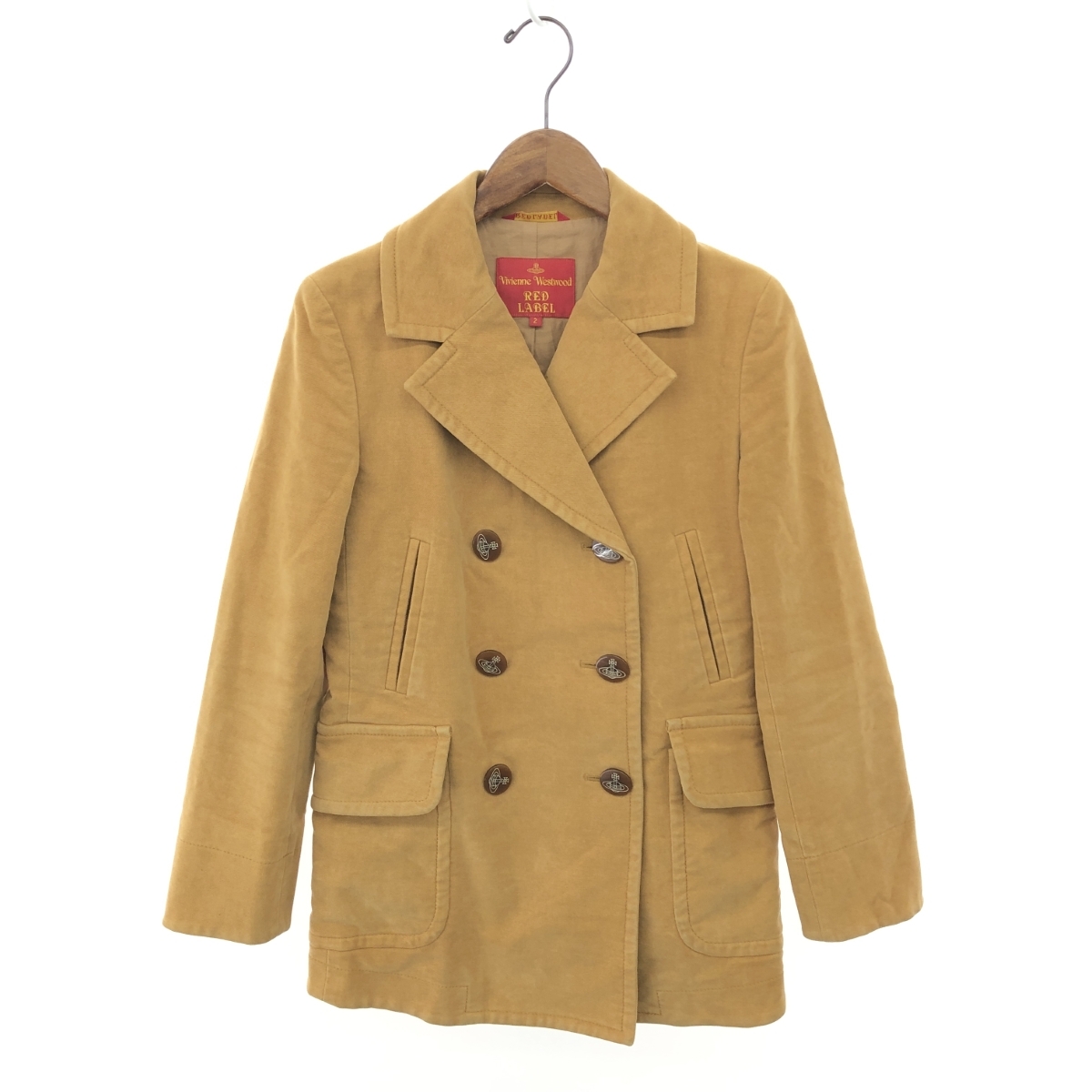 ◆Vivienne Westwood ヴィヴィアンウエストウッドレッドレーベル ショートコート サイズ:2 ダブル ブラウン/イエロー レディース拍卖