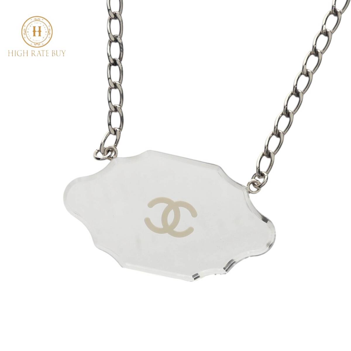 1円スタート CHANEL シャネル ミラープレート ココマーク ネックレス 03C COCO CC シルバー クリア ペンダント アクセサリー レディース拍卖