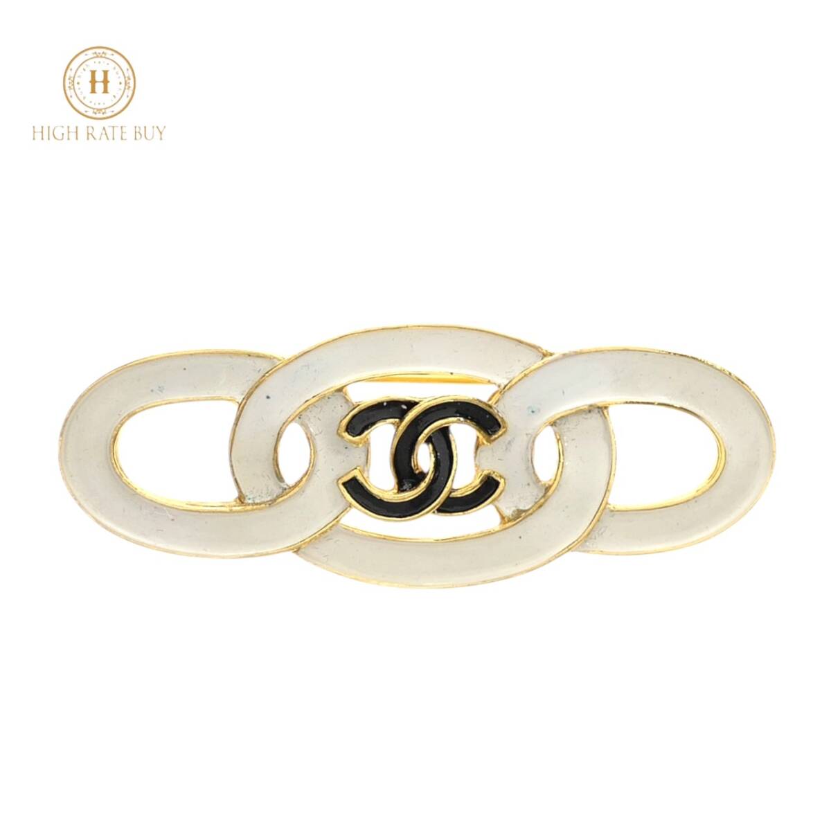 1円スタート CHANEL シャネル ココマーク ブローチ 93C ヴィンテージ COCO エナメル ゴールド ホワイト ブラック アクセサリー レディース拍卖