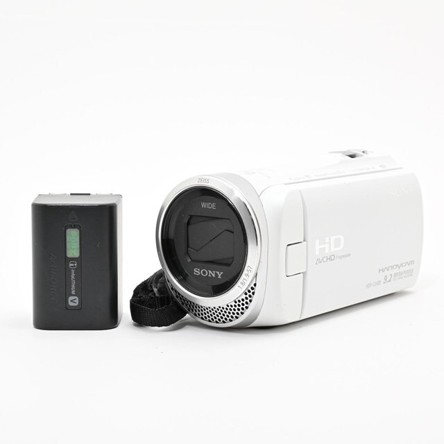 <並品> SONY HDR-CX480 ホワイト|フルHDビデオカメラ|光学ズーム|液晶表示不良あり|撮影動作良好|実用品向け拍卖