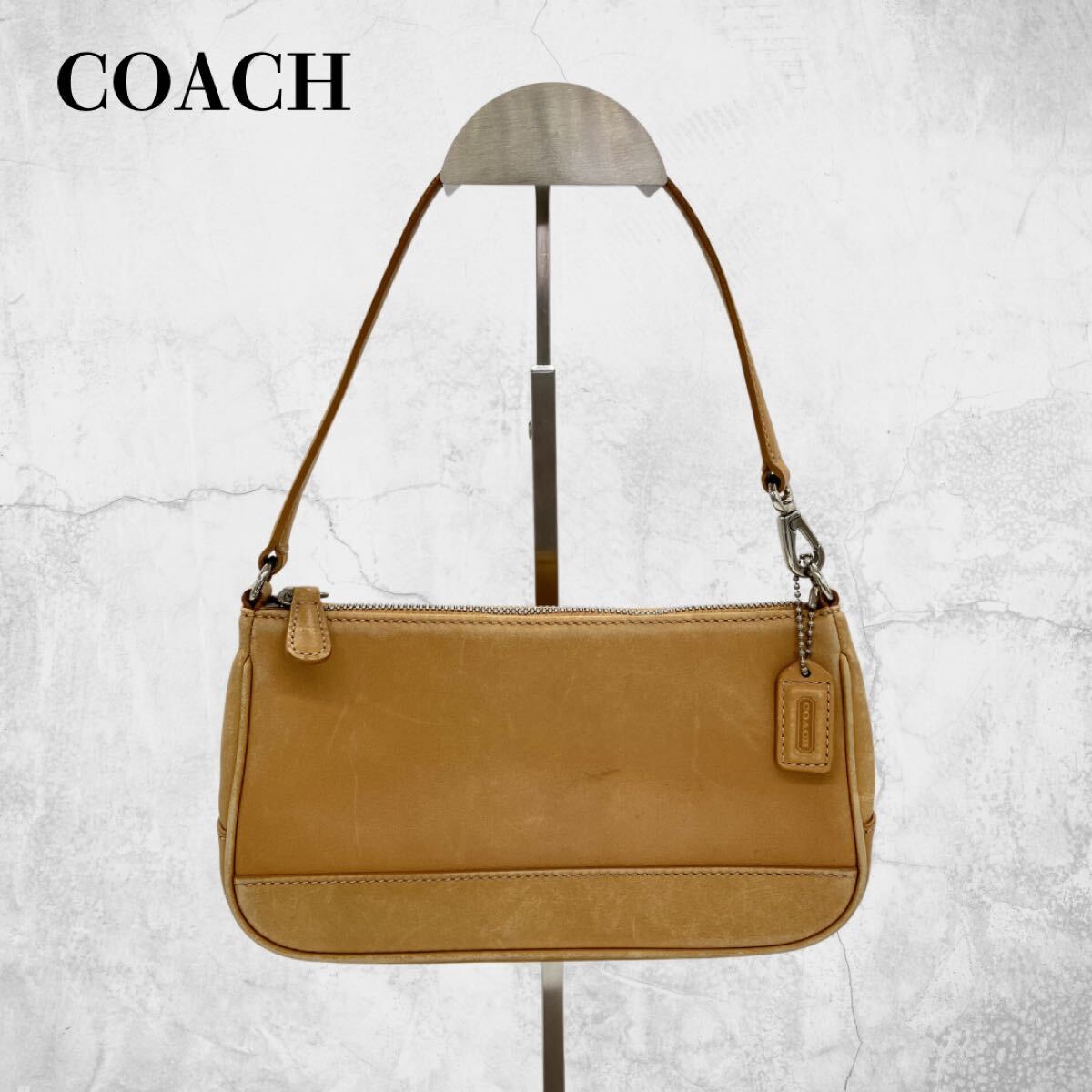 OLD COACH オールドコーチ アクセサリーポーチ レザー ブラウン 本革 ワンショルダーバッグ ハンドバッグ拍卖