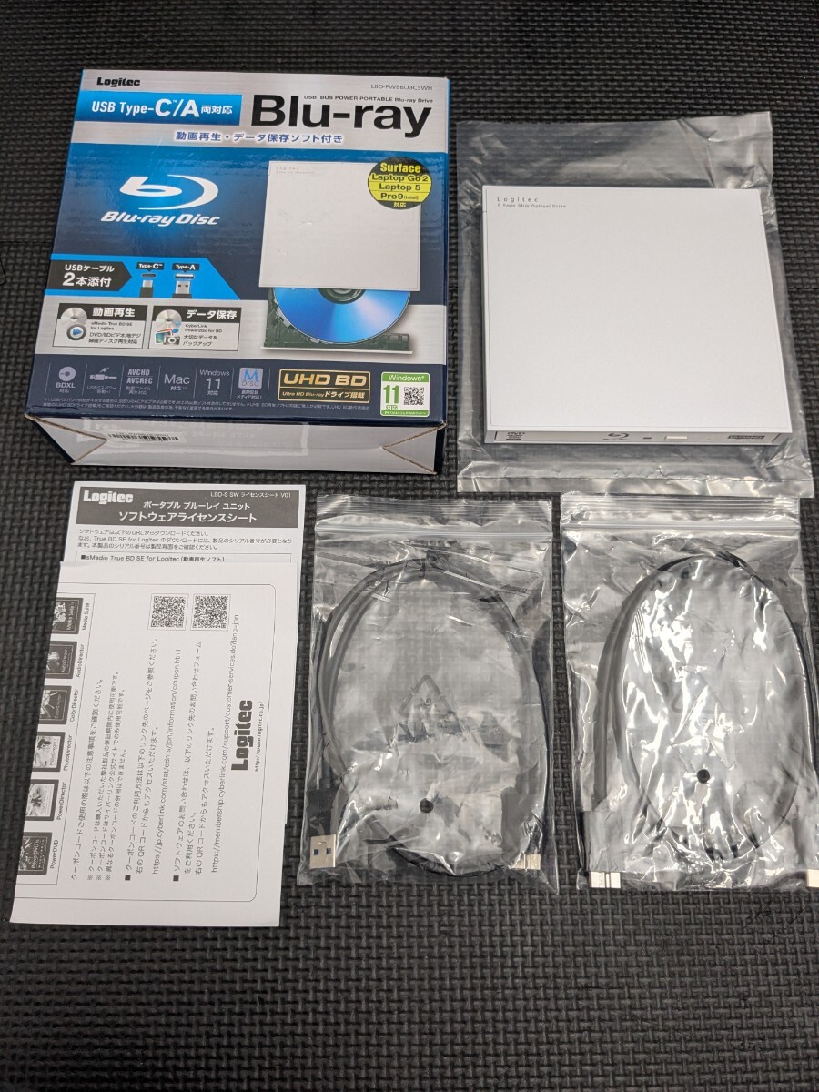 ◎0805u0938 ロジテック ブルーレイドライブ 外付け Blu-ray USB3.2 (Gen1) 再生 ホワイト LBD-PWB6U3CSWH拍卖