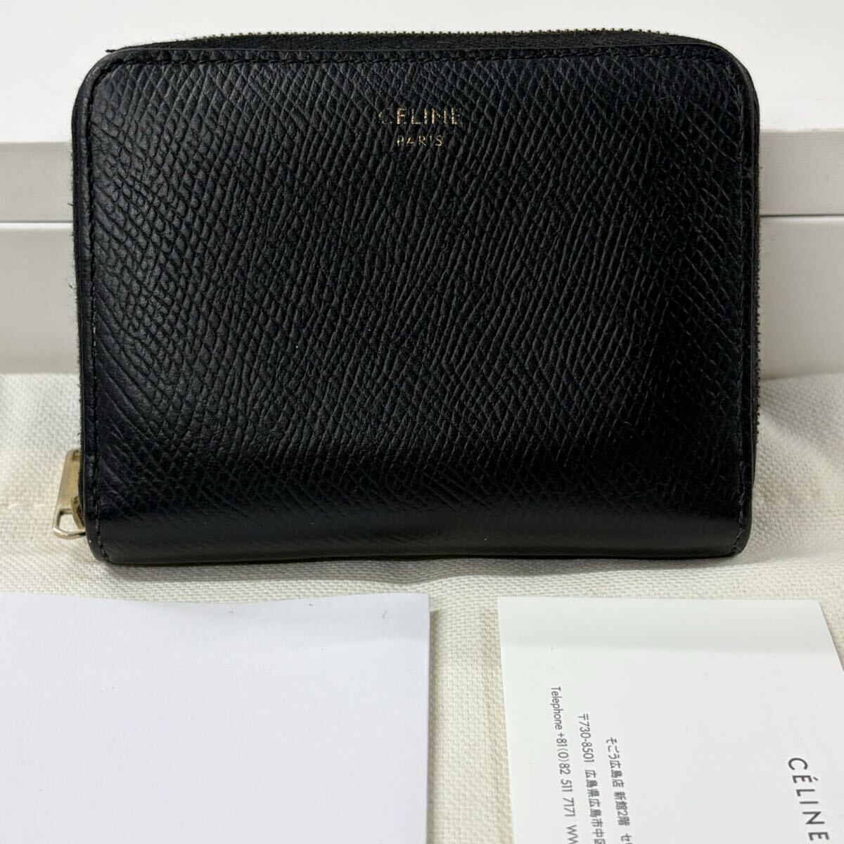現行 セリーヌ CELINE 財布 コインケース 小銭入れ グレインカーフスキン コンパクトウォレット メンズ レディース 拍卖