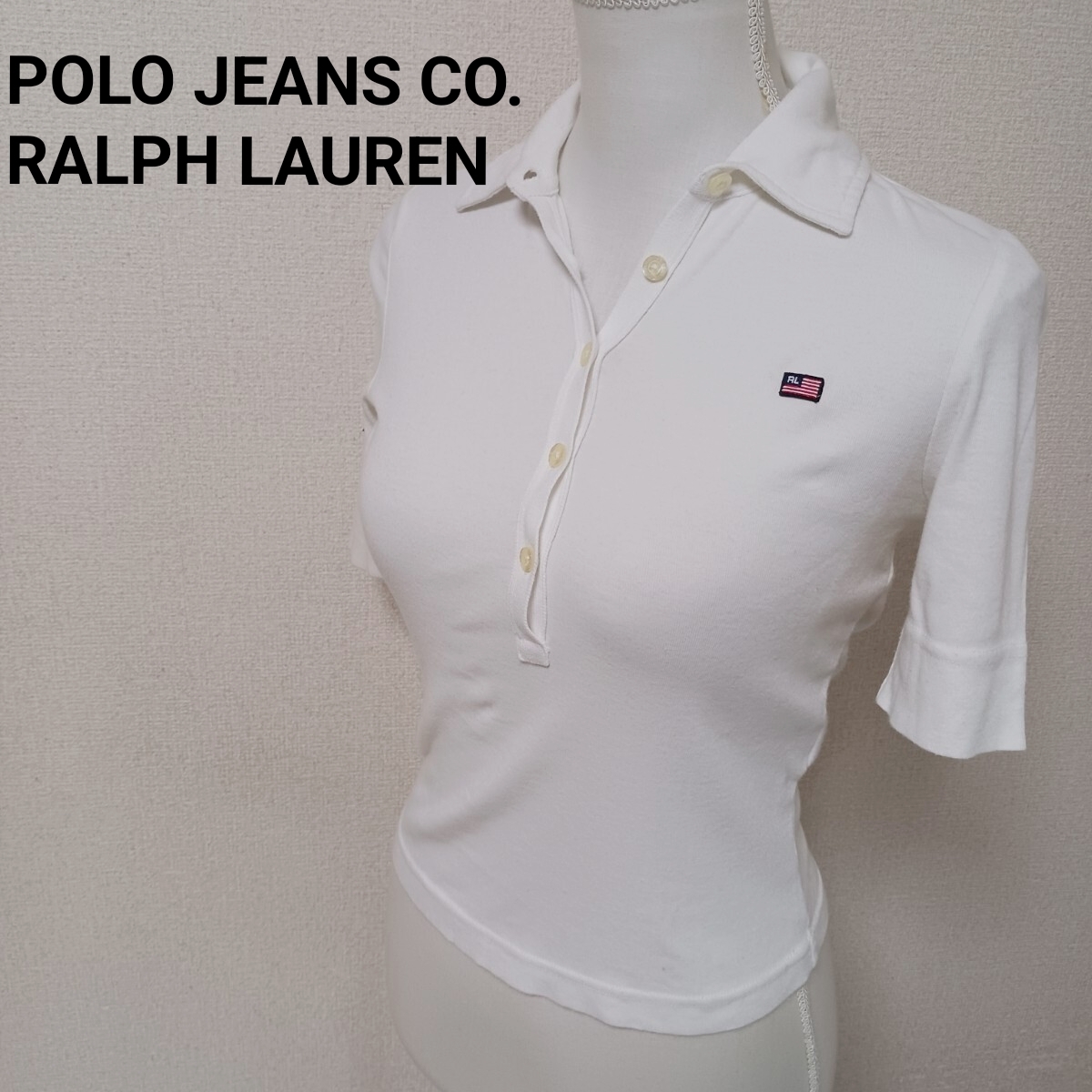 【B679】POLO JEANS CO. RALPH LAUREN ポロジーンズ y2k ラルフローレン 半袖ポロシャツ 半袖 ゴルフウェア 綿100% 白 ホワイト Sサイズ拍卖