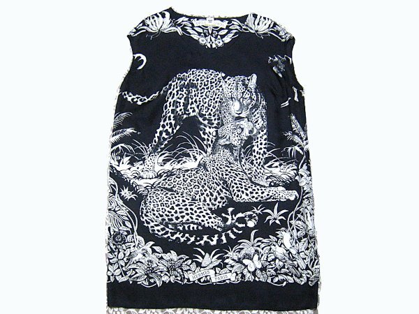 ★36★超美品★HERMES エルメス シルク ノースリーブワンピース兼チュニック Jungle Love ★拍卖