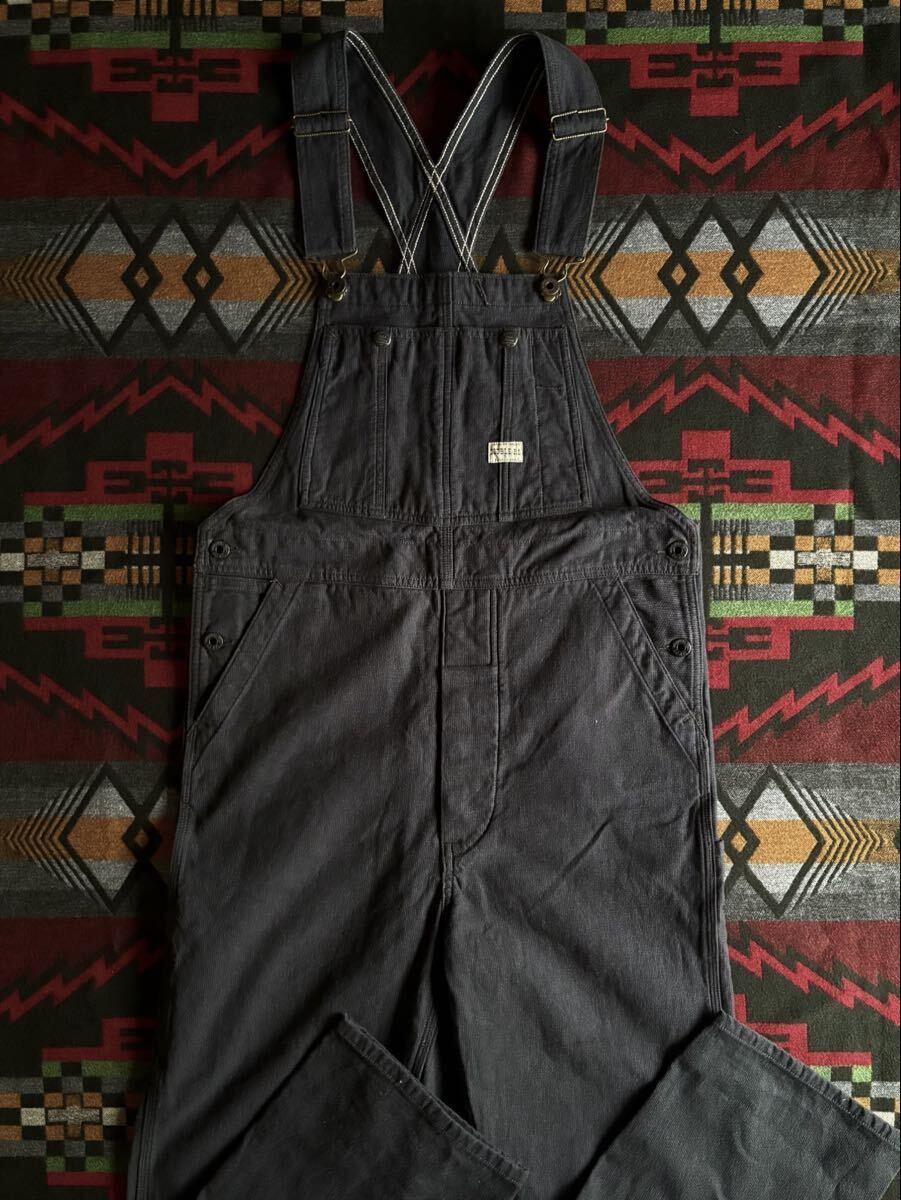 名作 RRL BLACK INDIGO PINSTRIPE OVERALL “S” スミクロ (ラルフローレン パンツ ヴィンテージ オーバーオール拍卖