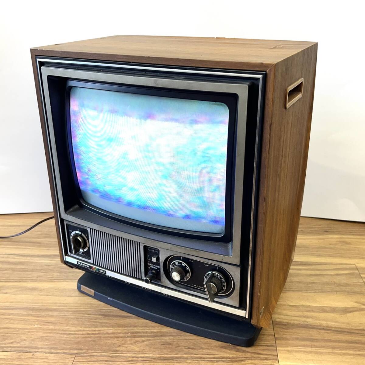 ■【通電OK】 当時物 SANYO サンヨー カラーテレビジョン 14-C70GN 1974年製 テレビ 木目 木目調 昭和 レトロ インテリア ビンテージ 現状拍卖