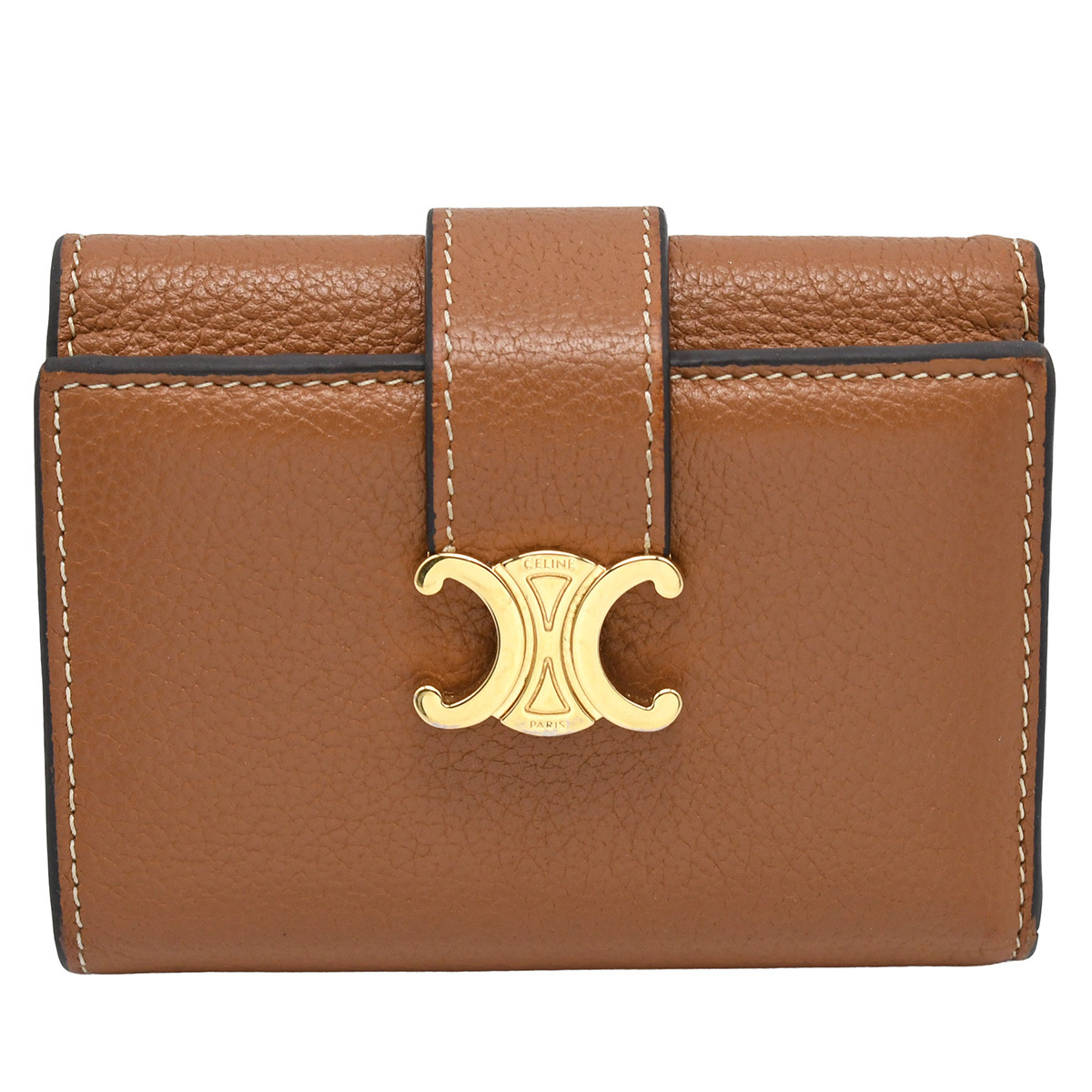 セリーヌ CELINE トリオンフ ファイン ストラップ ウォレット ニノ 三つ折り 財布 コンパクト ウォレット レザー ブラウン 10M963 中古拍卖