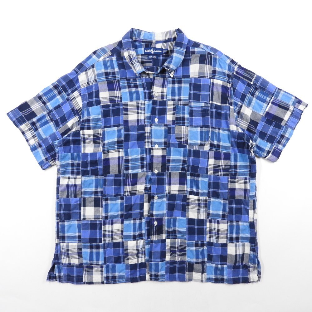 Ralph Lauren ラルフローレン BOB CAMP ボタンダウン 半袖 パッチワークシャツ size XXL #41469 ビッグサイズ アメカジ ストリート拍卖