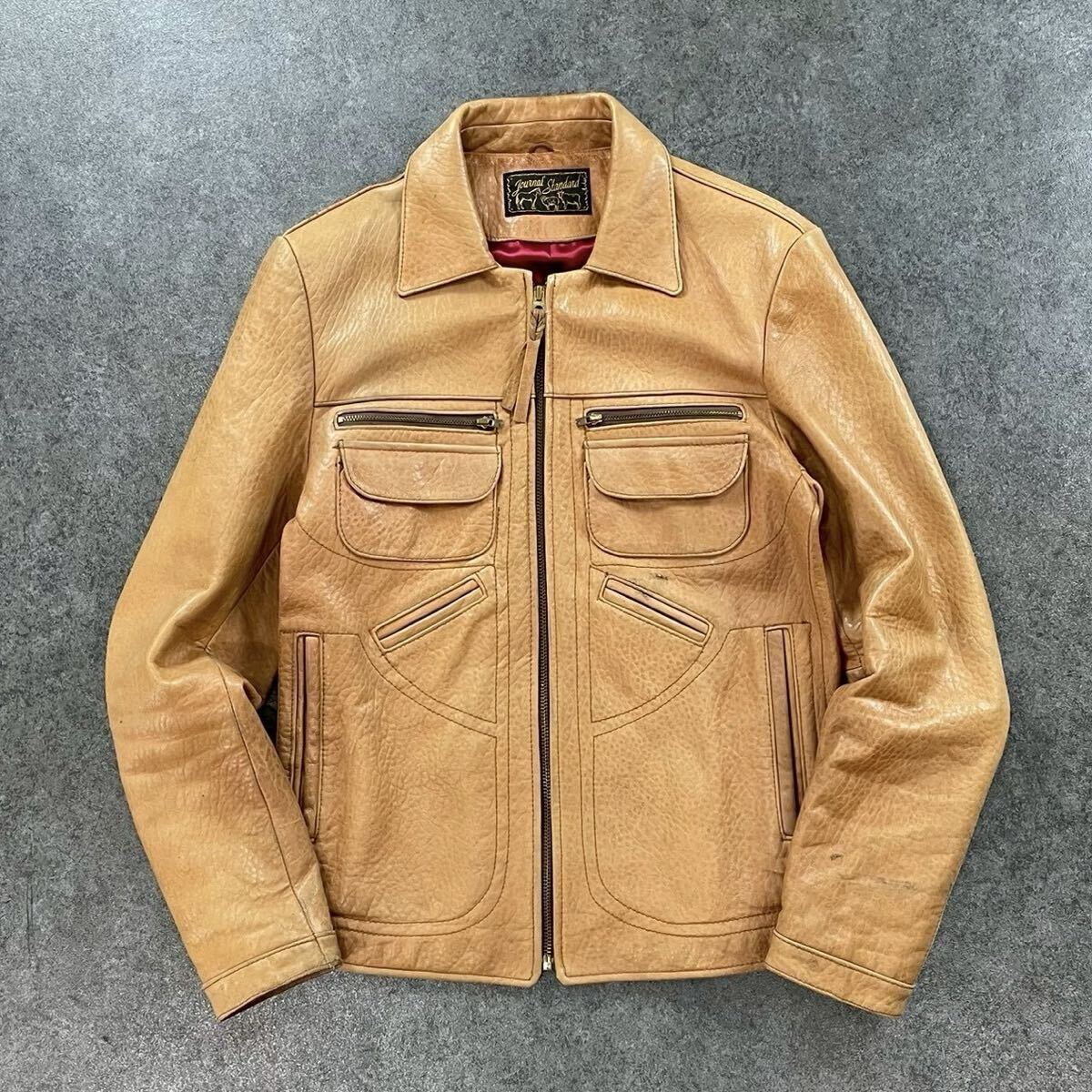 JOURNAL STANDARD ジャーナルスタンダード 本革 レザージャケット ライダース ブルゾン ジップアップ キャメル メンズ 5-1160-2400-3拍卖