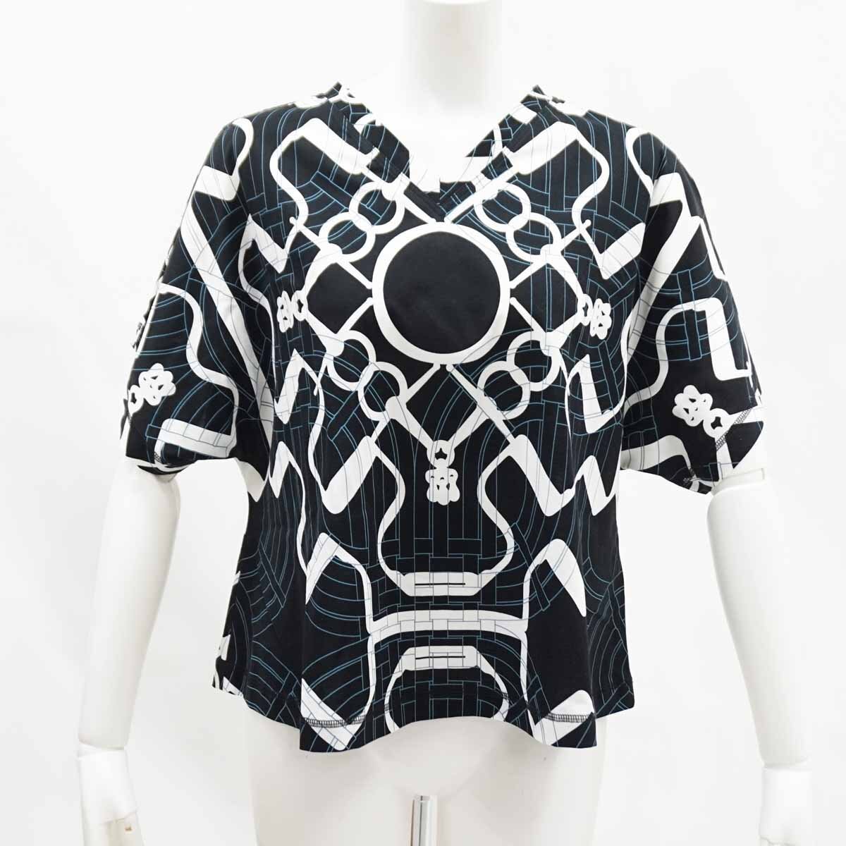◇美品【HERMES エルメス】Mors a Jouets Detoure Tatoo Vネック Tシャツ 36拍卖