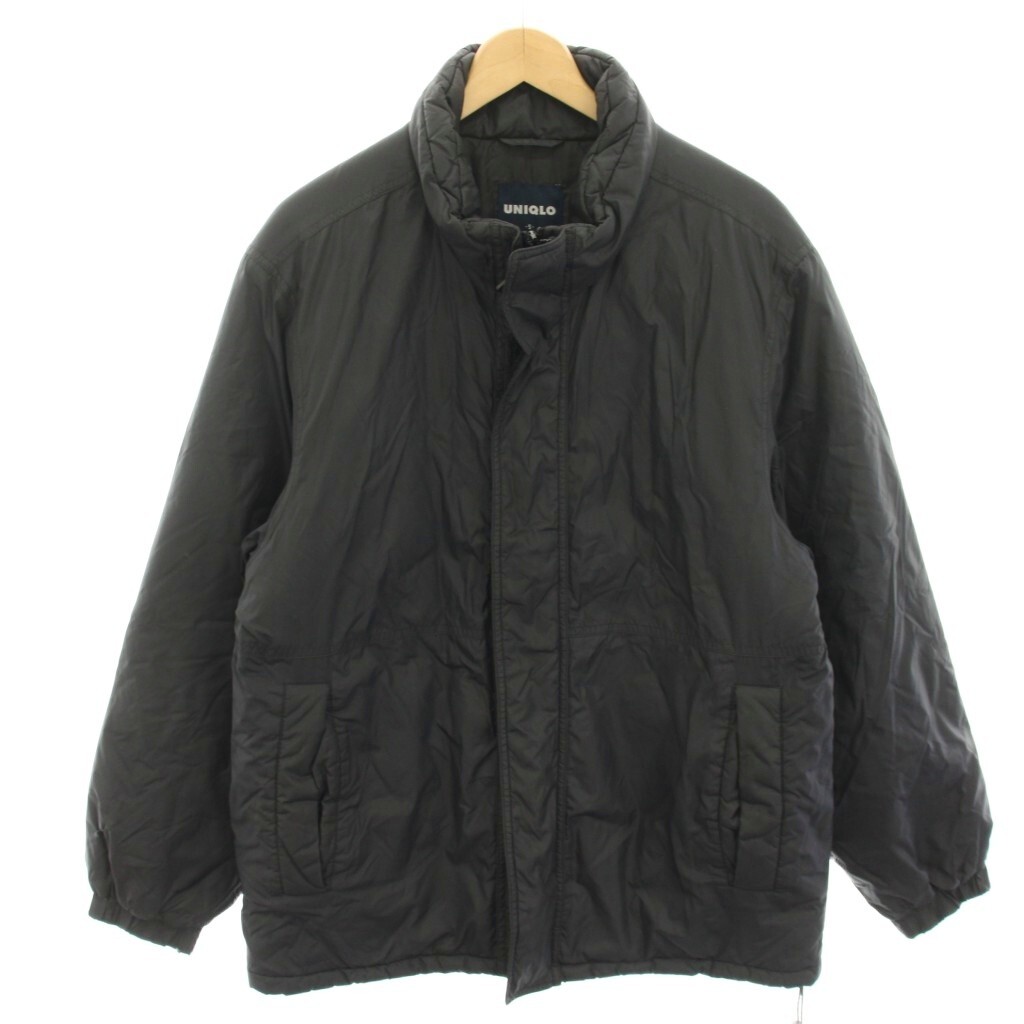 ユニクロ UNIQLO 中綿ジャケット ナイロン ジップアップ S 黒 ブラック /HN ■ECB004 メンズ拍卖