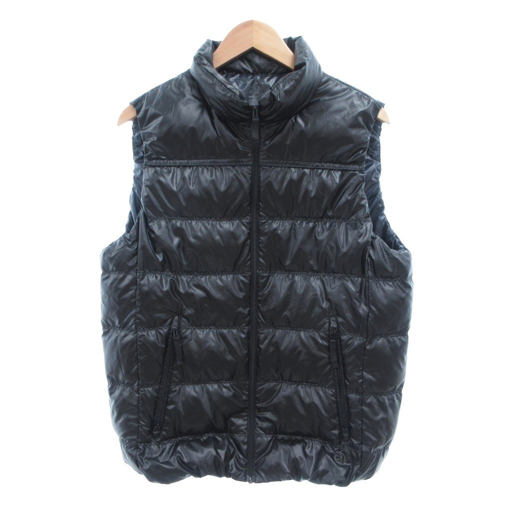 ユニクロ UNIQLO ダウンベスト プレミアムダウンライト XL 黒 ブラック スタンドカラー ジップアップ /NL ■ECB004 メンズ拍卖