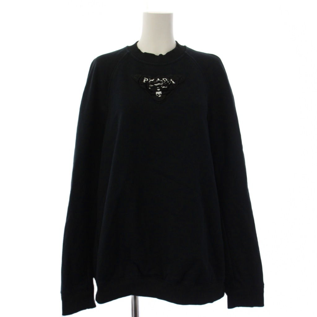 プラダ PRADA スウェット トレーナー 長袖 三角ロゴ S 黒 134627 S211 1YSE /KH レディース拍卖