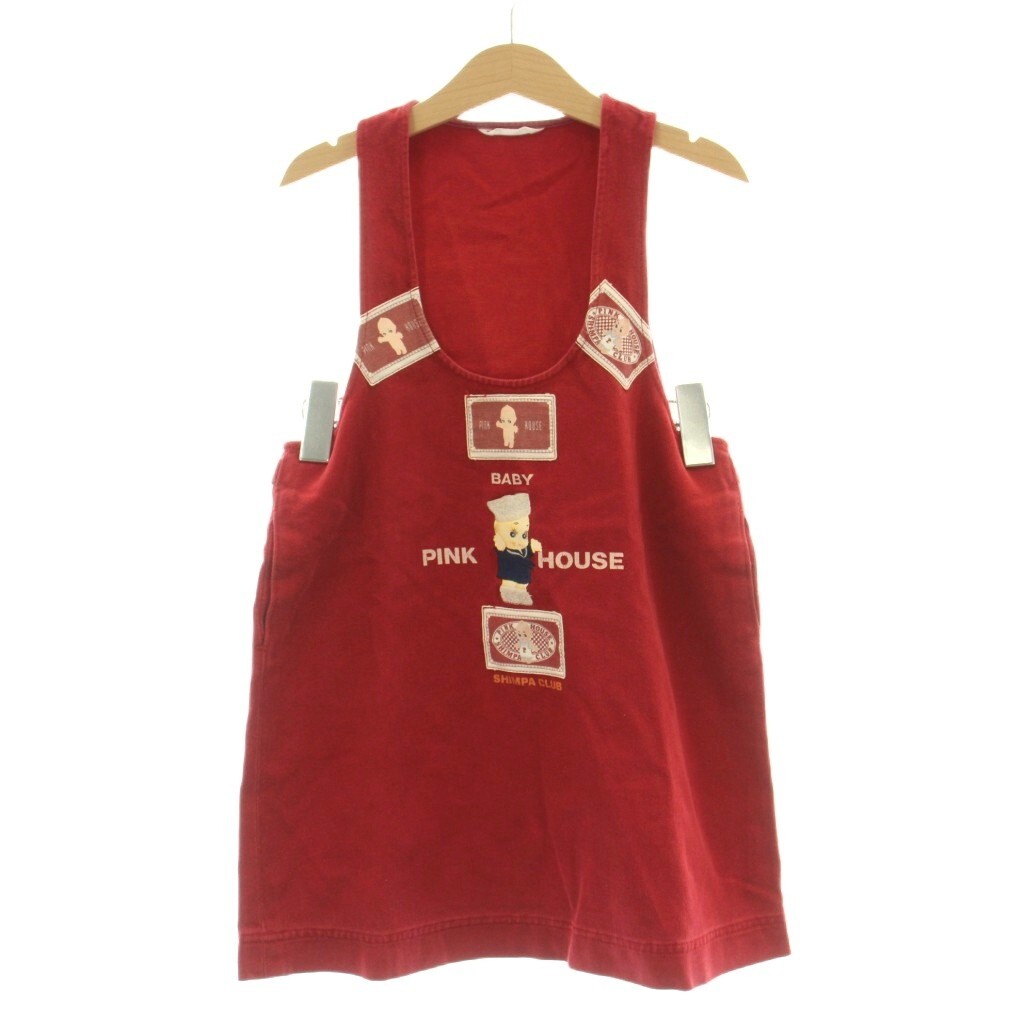ベビーピンクハウス BABY PINK HOUSE 子ども服(女の子用) S(100) 赤 レッド ノースリーブ キャラクタープリント ロゴプリント P0562FSJ拍卖