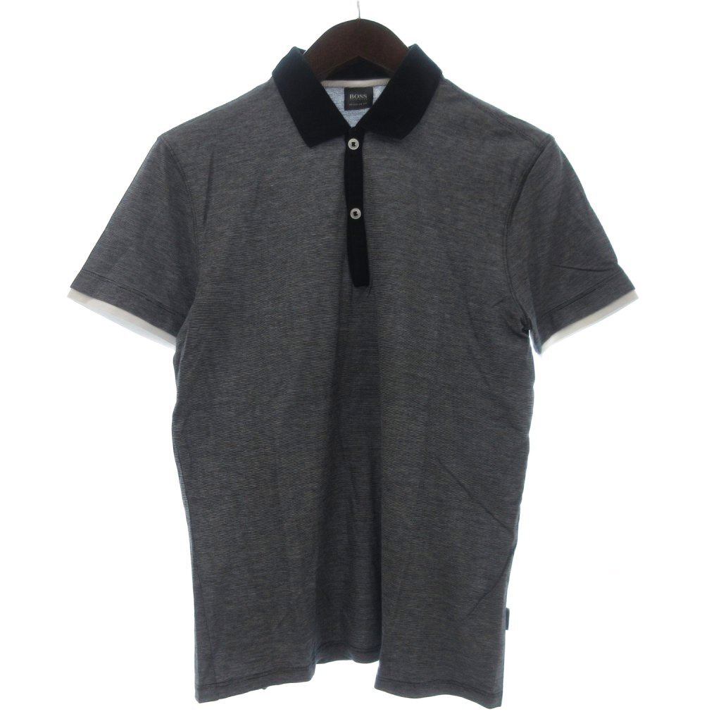 ヒューゴボス HUGO BOSS ポロシャツ 半袖 S グレー メンズ拍卖