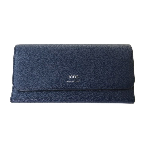 トッズ TOD'S 長財布 ウォレット フラップ レザー 紺 ネイビー ブラウン イエロー メンズ拍卖
