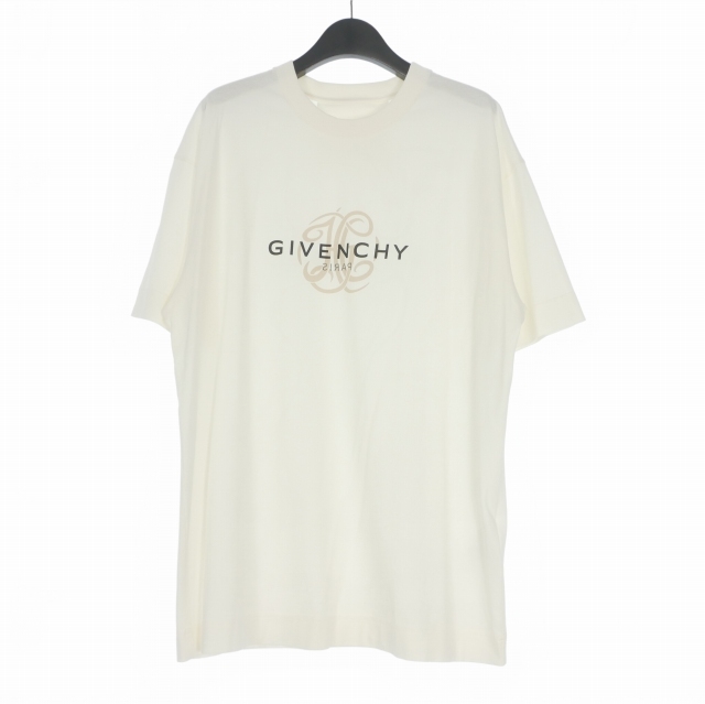 ジバンシィ GIVENCHY ロゴプリント クルーネックTシャツ カットソー 半袖 L ホワイト 白 BM71MG3YQJ 国内正規 メンズ拍卖