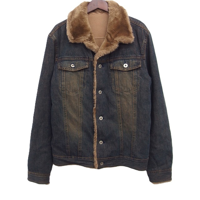 コムサデモードメン COMME CA DU MODE MEN Gジャン ジージャン デニム ジャケット 裏地フェイクファー L ネイビー 紺 /FT ■ECC004 メンズ拍卖