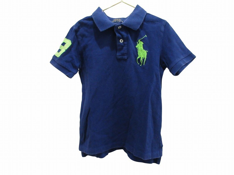 ポロ ラルフローレン POLO RALPH LAUREN ポロシャツ ビッグポニー 綿 ブルー 6 キッズ拍卖