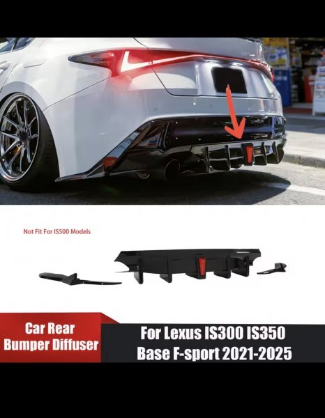 L017 レクサス Lexus IS300 / IS350 ベース Fスポーツ 2021-2025 リアバンパー ディフューザー LED付き スポイラー カーボン調拍卖