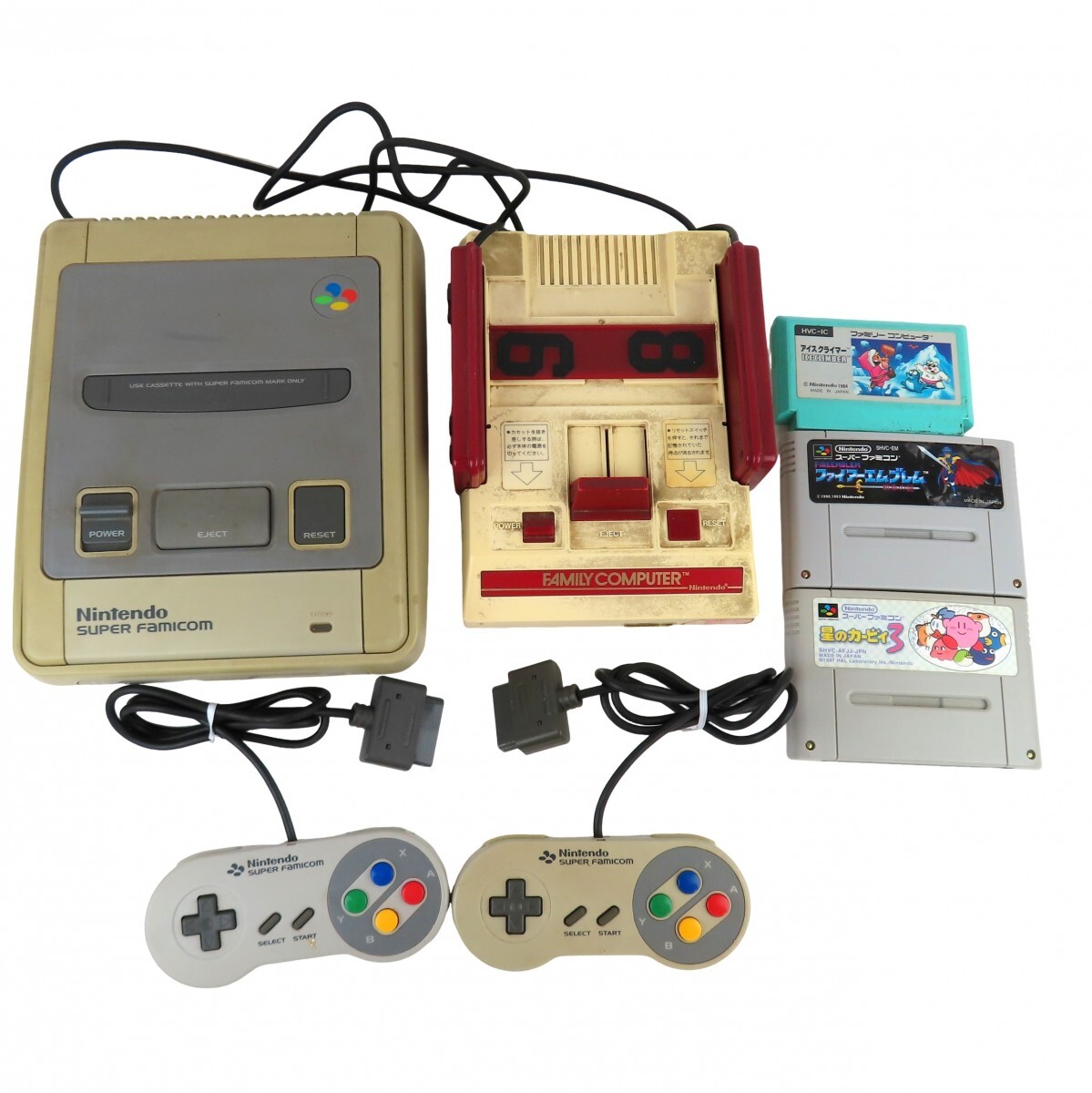 まとめ 任天堂スーパーファミコン 本体 SHVC-001 コントローラー ファミコン 本体 HVC-001 ソフト カービィ3 ファイアーエンブレム0529-044拍卖