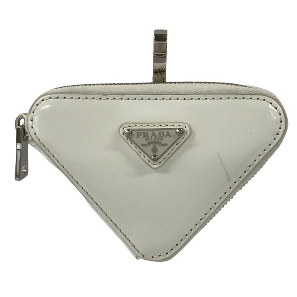 プラダ PRADA 1TL433 ブラッシュドレザー トライアングル ミニポーチ レザー 白 ポーチ拍卖