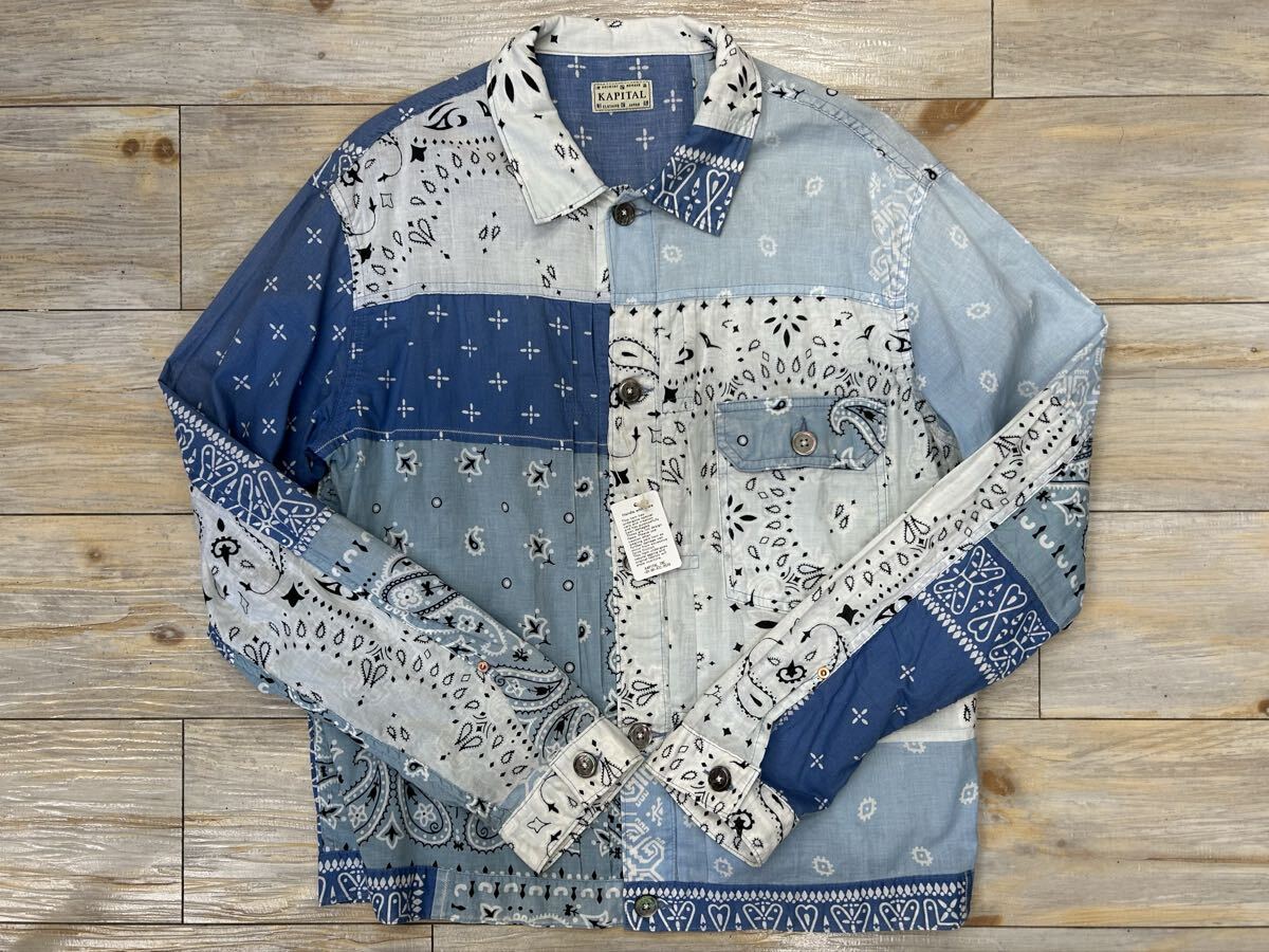 【新品】KAPITAL キャピタル ガーゼ バンダナ パッチワーク ジャケット pt 1st サイズ4(XL)拍卖