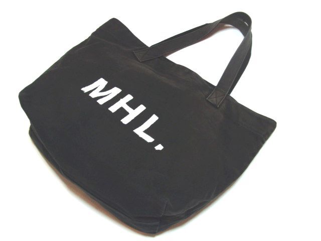 即決早勝!!衝撃価格MARGARET HOWELLロゴ入りトートバッグ墨色【絶対定番】マーガレットハウエルMHL肩掛けバッグ☆ユニセックス屈強バッグ拍卖