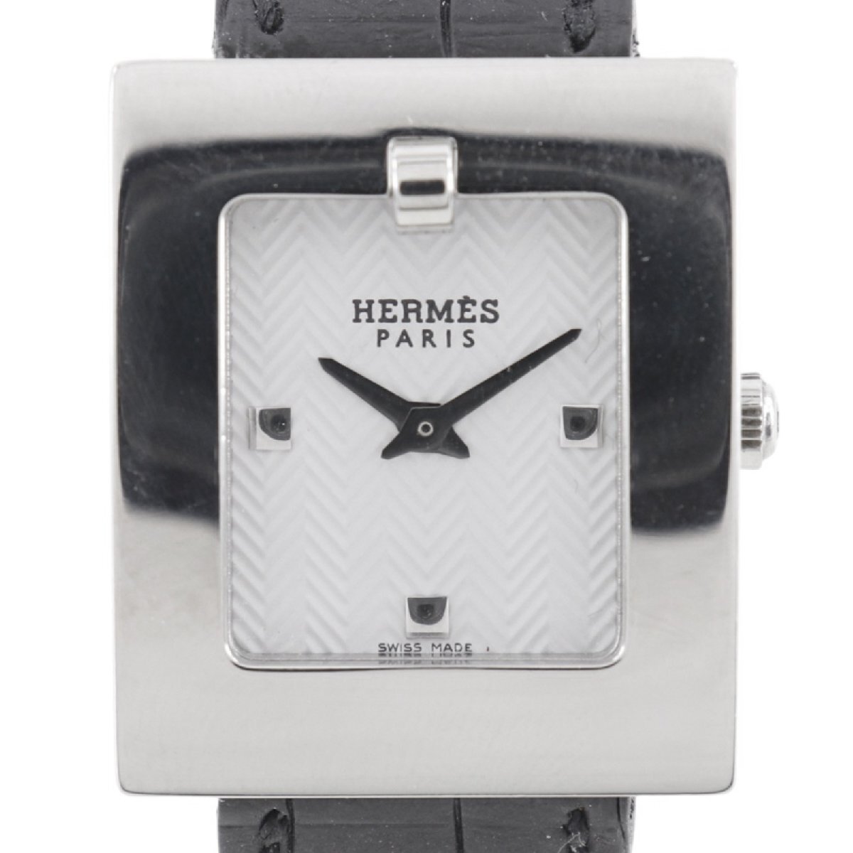 HERMES エルメス ベルトウォッチ BE1.110 □E 腕時計 SS×クロコダイル クオーツ アナログ表示 レディース 白文字盤【I130226043】中古拍卖