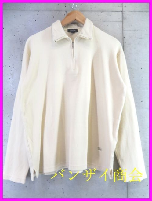 55s758◆日本製◆BURBERRY LONDON バーバリー ハーフジップ 長袖スウェットニットシャツ L/トレーナー/セーター/ジャケット/コート拍卖
