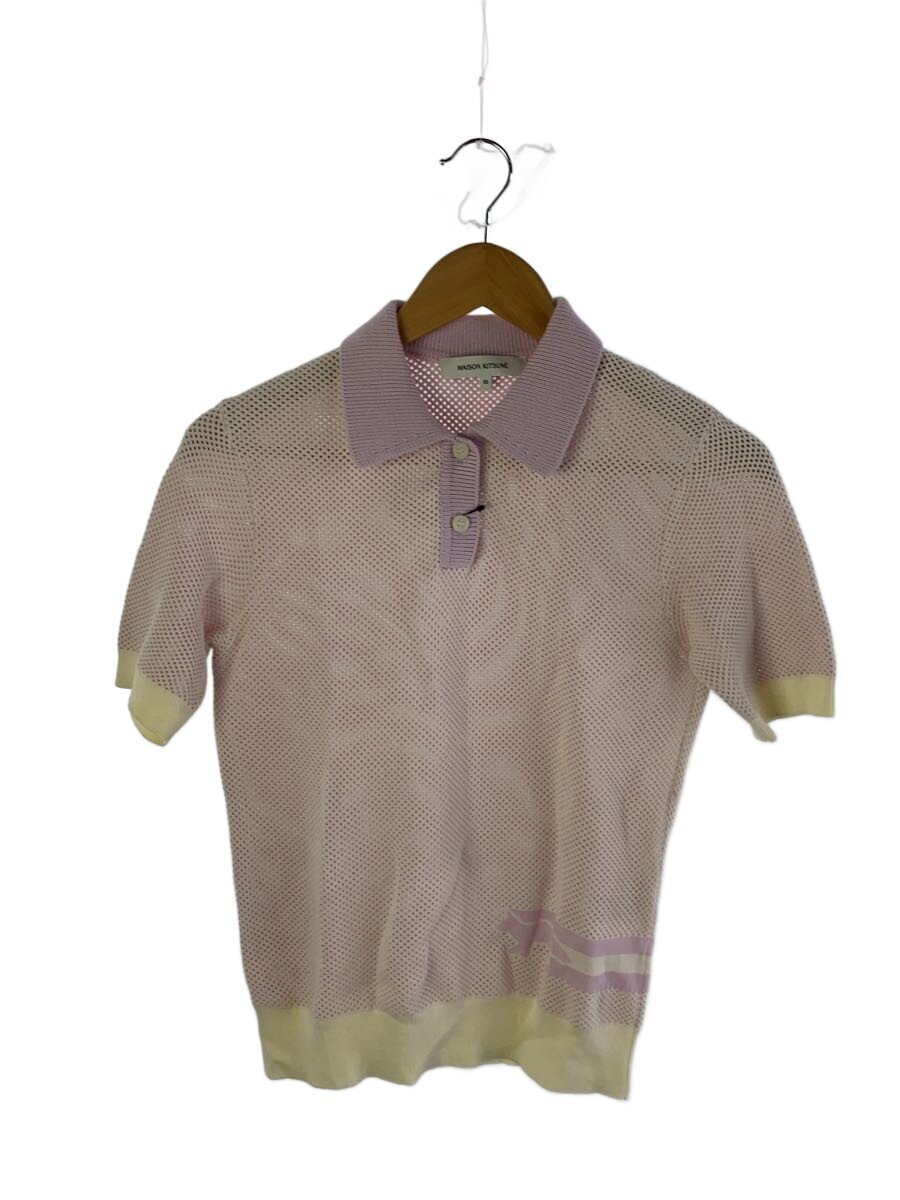 MAISON KITSUNE◆Flash Fox Knitted Mesh Polo/ポロシャツ/XS/コットン/ピンクMW00204KT1100//拍卖