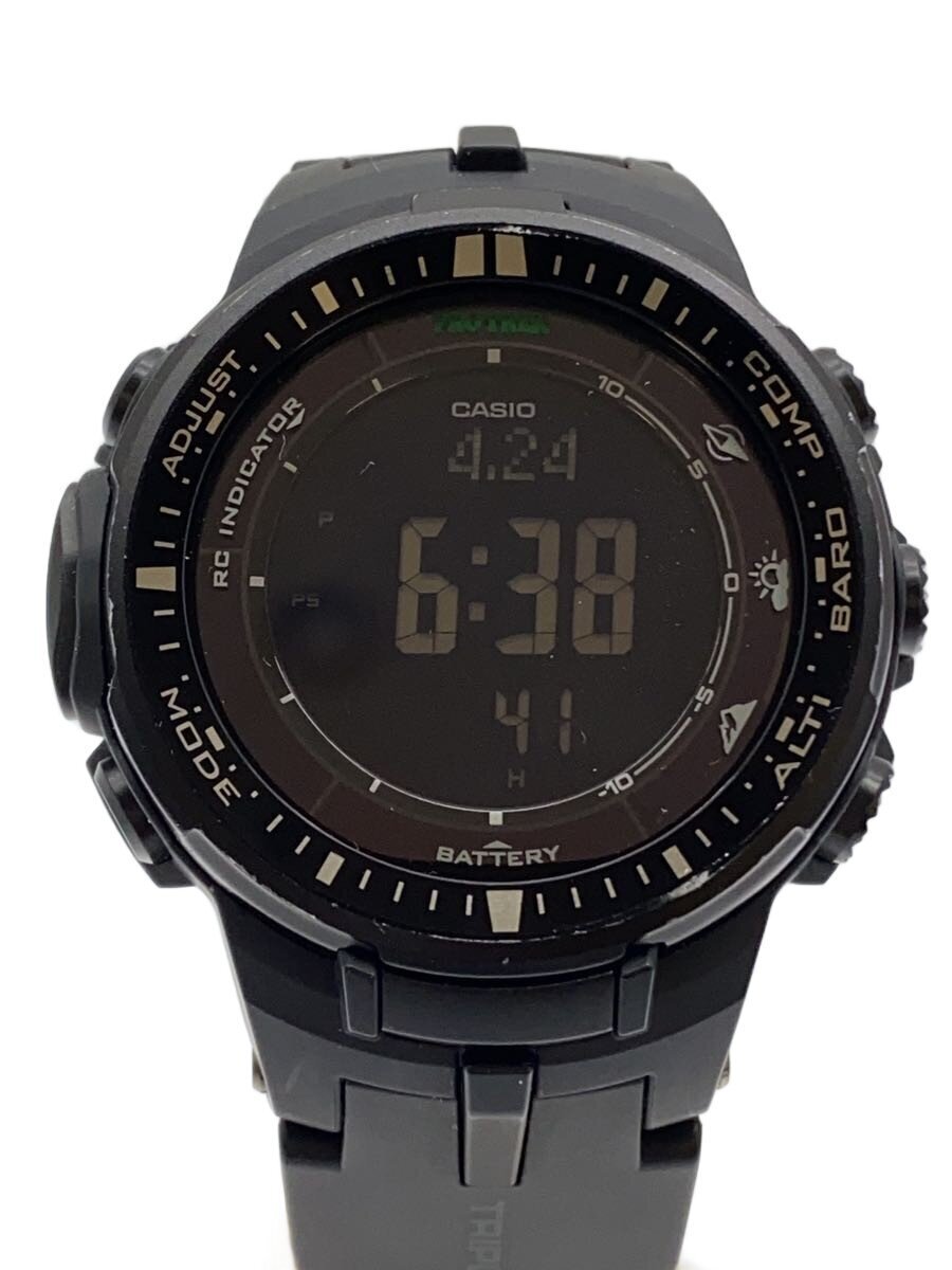 CASIO◆ソーラー腕時計・PROTREK/デジタル/BLK//拍卖