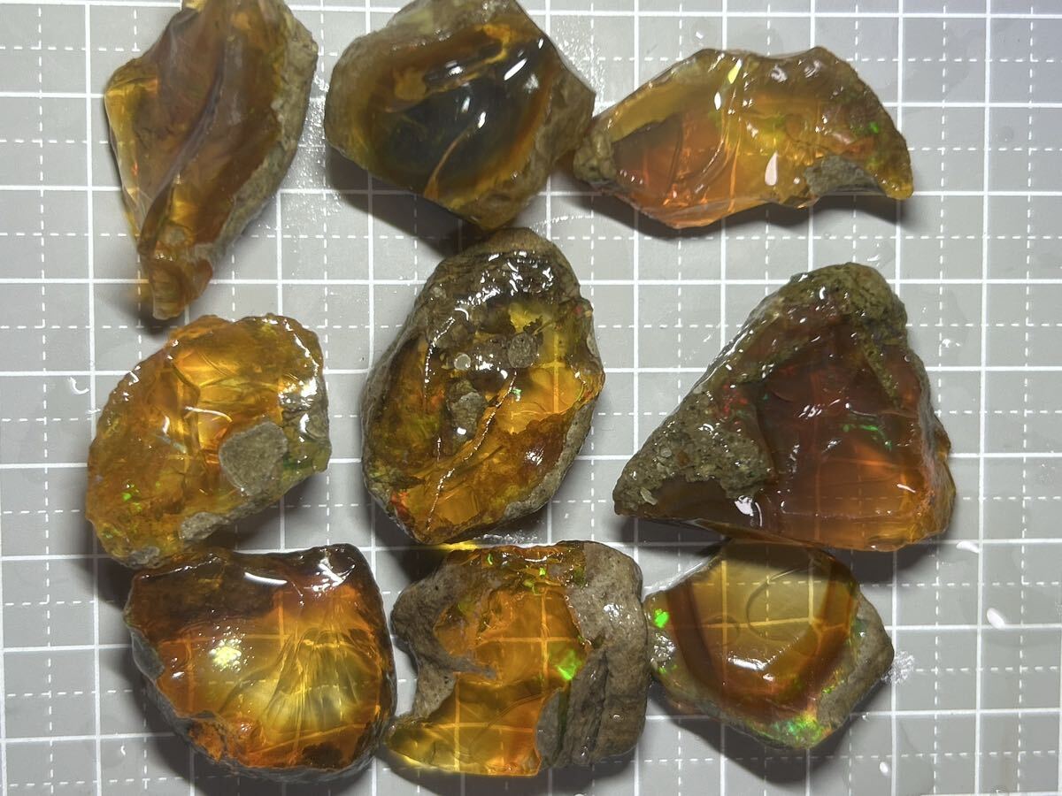 413ct エチオピアオパール ウェロ産 原石 遊色オパール原石セット拍卖