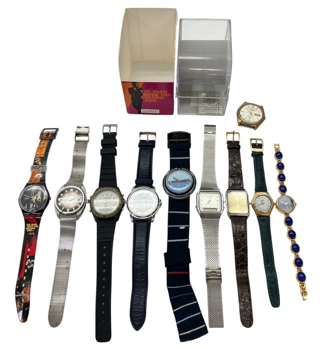 A123-■ 腕時計 10点セット TECHNOS TIMEX COACH SEIKO CASIO Swatch 他 QUARTZ 自動巻き アナデジ メンズ レディース 稼働品有 KA拍卖