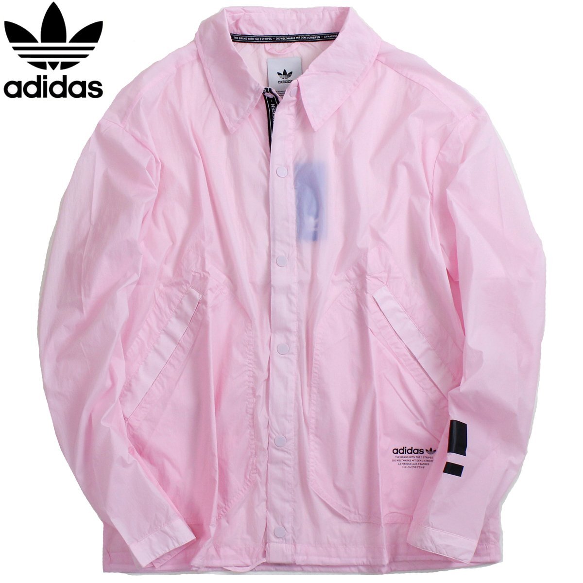 adidas NMD 春夏 コーチジャケット L 新品 ピンク CV5821 軽量 春アウター ナイロンジャケット メンズ ジャケット【JG41A】拍卖