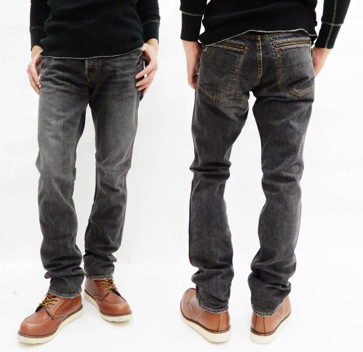 ジョンブル johnbull ストレート ブラック デニムパンツ 11D25 ユーズド ウォッシュ 新品 (Lサイズ w82cm) 50%オフ(半額) 送料無料 拍卖