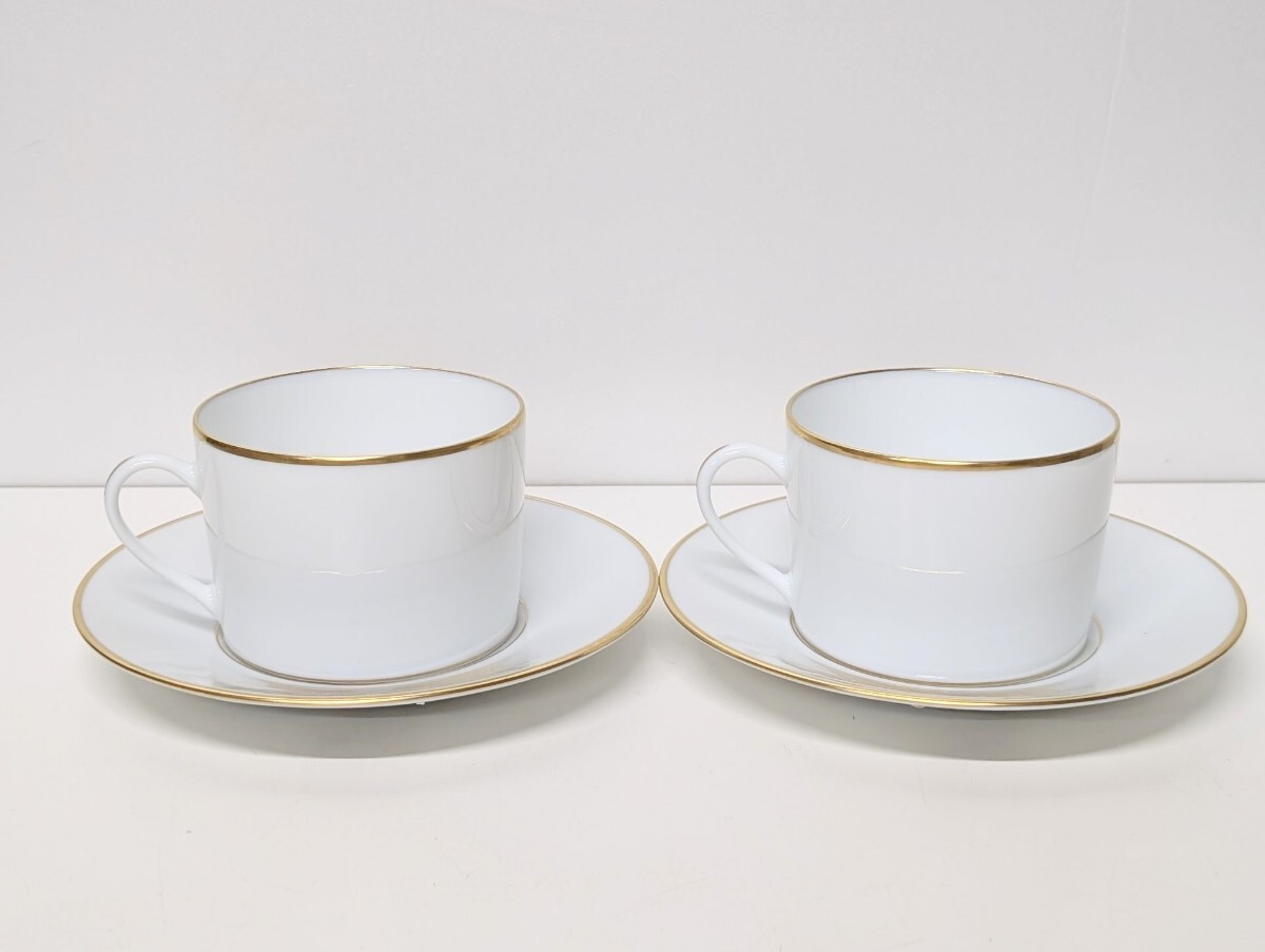 Cristfle/クリストフル スタンダード カップ&ソーサー 2客 金線 美品 フランス製 2/26拍卖
