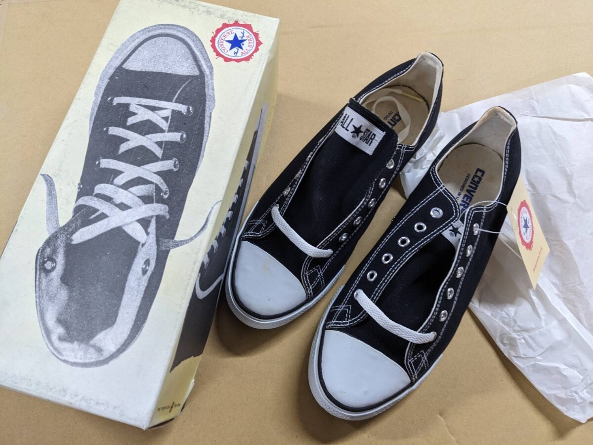 CONVERSE 古いコンバース 未使用 箱入 サイズUS9 ブラック拍卖