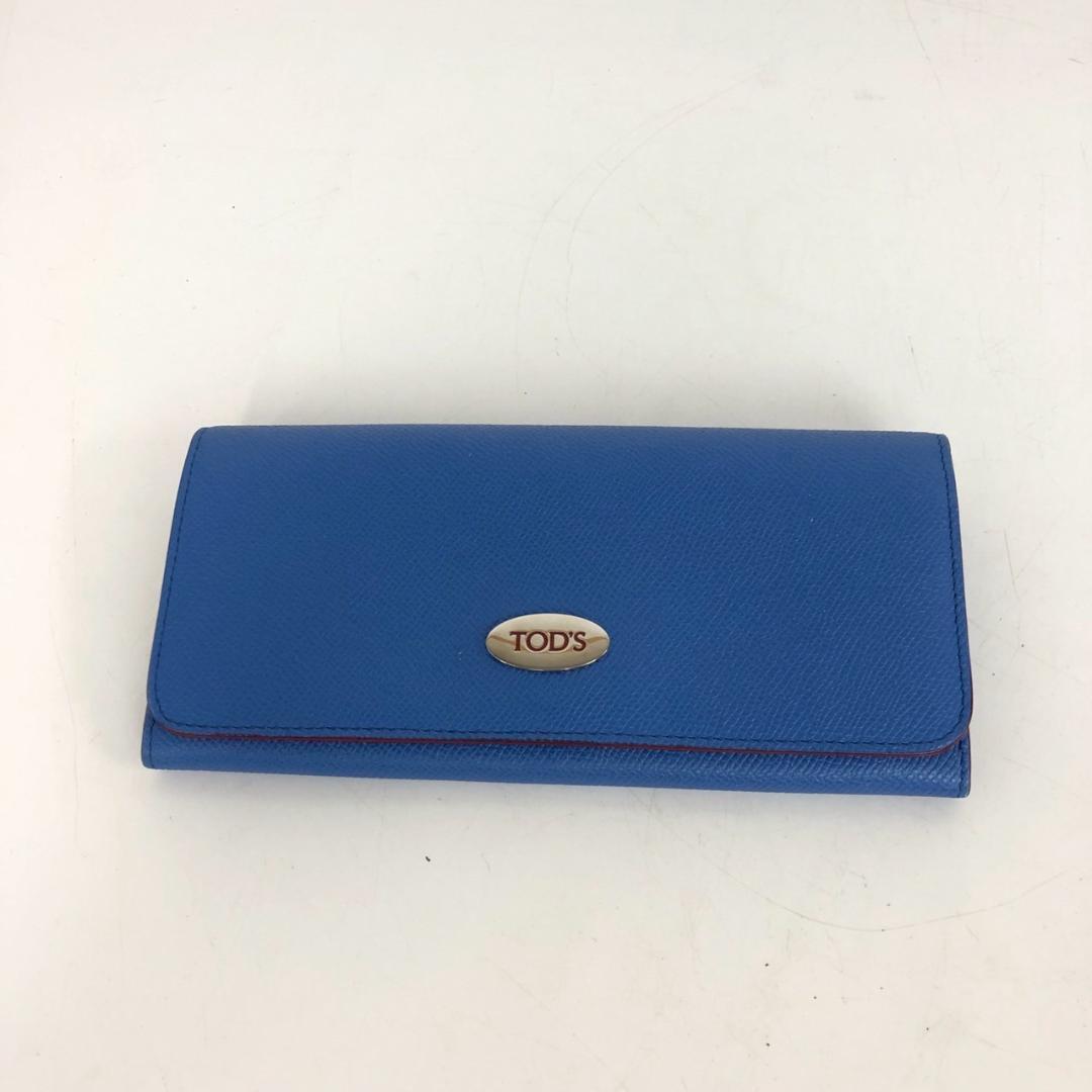 TOD'S トッズ レザー 長財布 財布 ロングウォレット ジップ 本革 革 ブルー 青 水色 レディース 小物 ビジネス拍卖