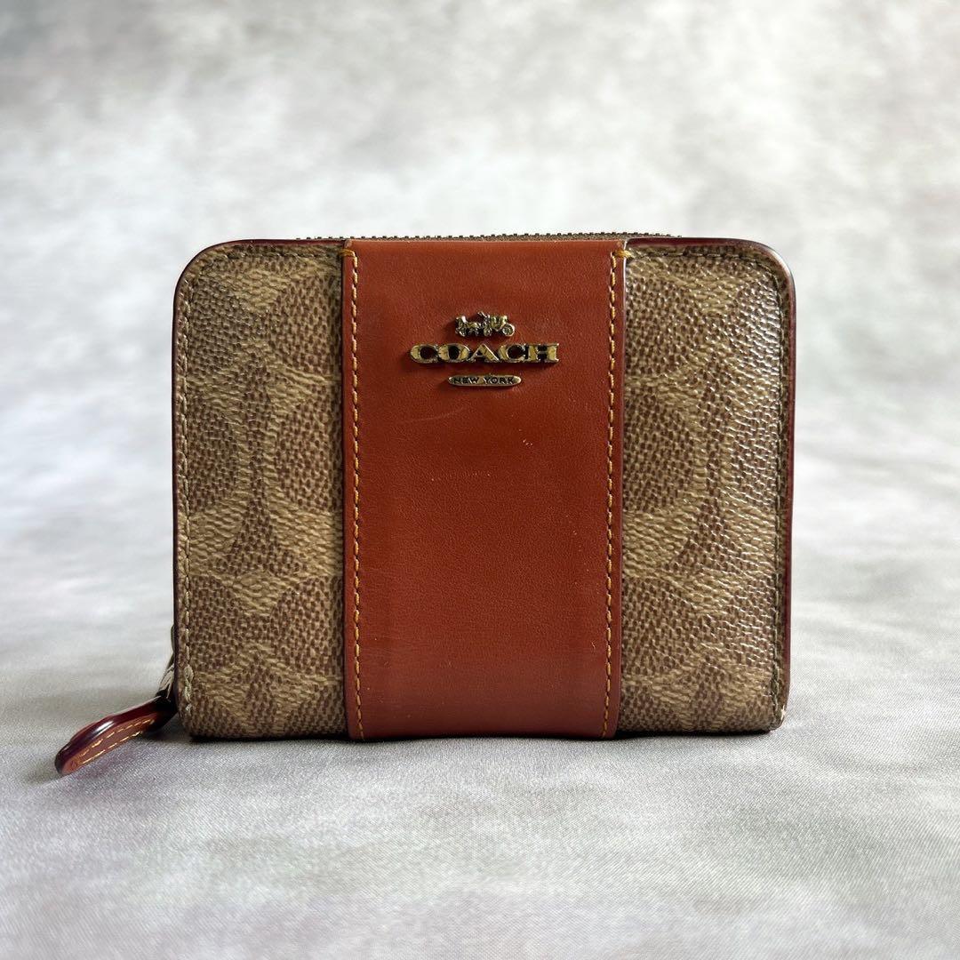 y2k coach signature leather mini Wallet コーチ シグネチャー ミニ財布 コンパクトウォレット レザー ゴールドロゴ拍卖