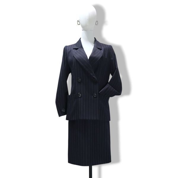 良品 ◆超レア◆ 正規品 Vintage YVES SAINT LAURENT rive gauche イヴ・サンローラン ストライプ ジャケット スカート セットアップ拍卖