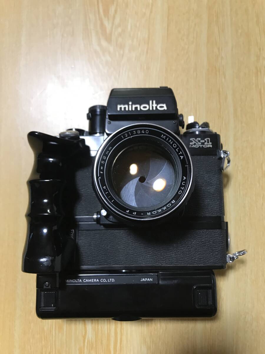 ★Minolta X-1 Motor 35mm SLR Film Camera ミノルタ X-1 モーター 一眼レフ フィルムカメラ + Auto Rokkor-PF 58mm f/1.4 Lens ★#185拍卖